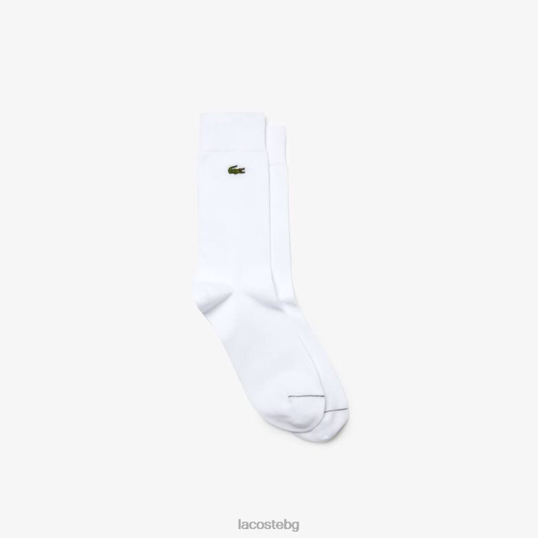 унисекс Lacoste бяло памучни чорапи с високи разрези облекло XTV621658