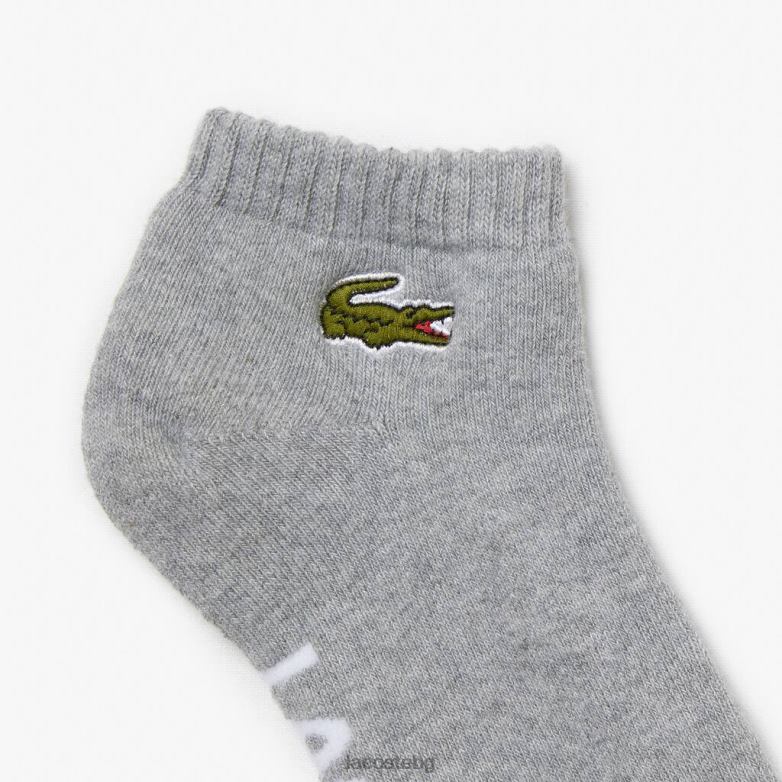 унисекс Lacoste сив цвят/бял спортни маркови еластични памучни чорапи с ниска част облекло XTV621677