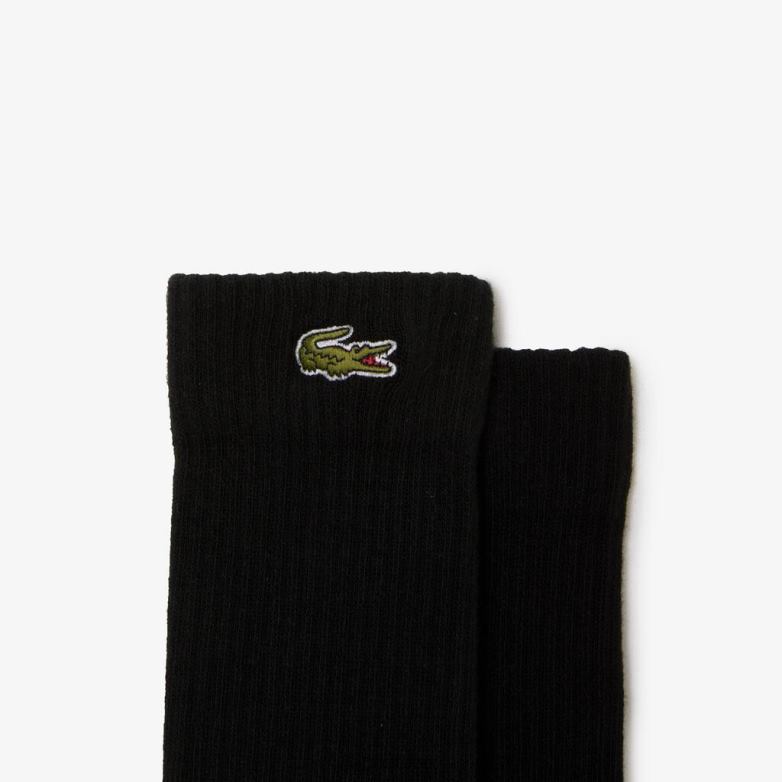 унисекс Lacoste черен спортни високи разтегнати памучни чорапи облекло XTV621935