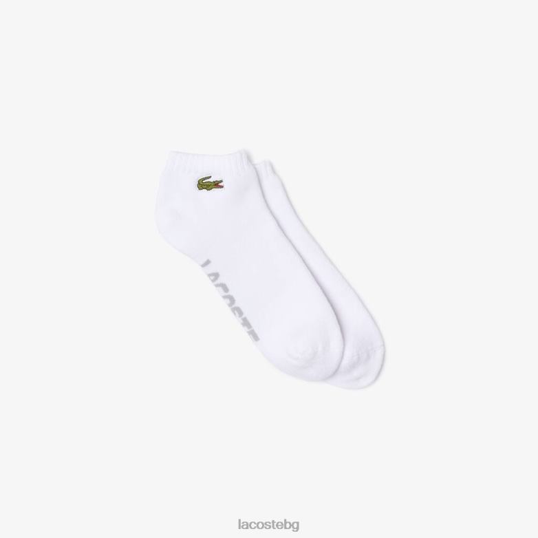 унисекс Lacoste бял/сив chine спортни маркови еластични памучни чорапи с ниска част облекло XTV621674