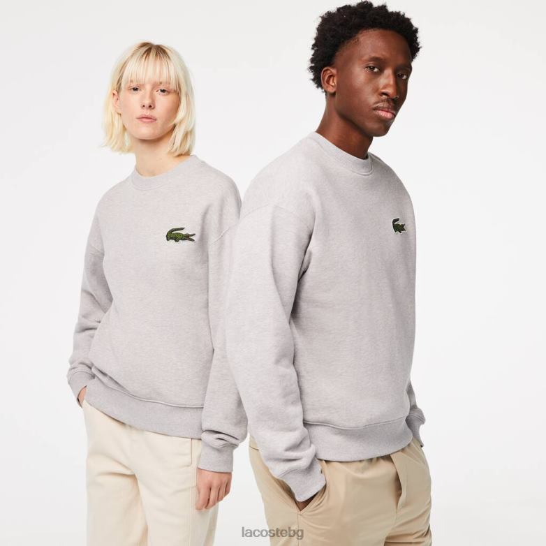 унисекс Lacoste сив chine свободен суичър с крокодилска значка облекло XTV62323