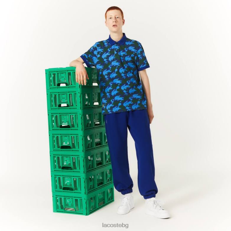 унисекс Lacoste x Minecraft син панталони за джогинг от органичен памук облекло XTV621174