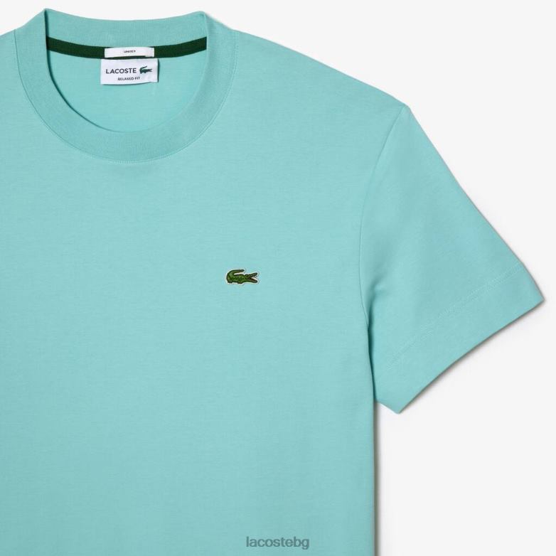 унисекс Lacoste мента тениска с кръгло деколте от органичен памук облекло XTV6297