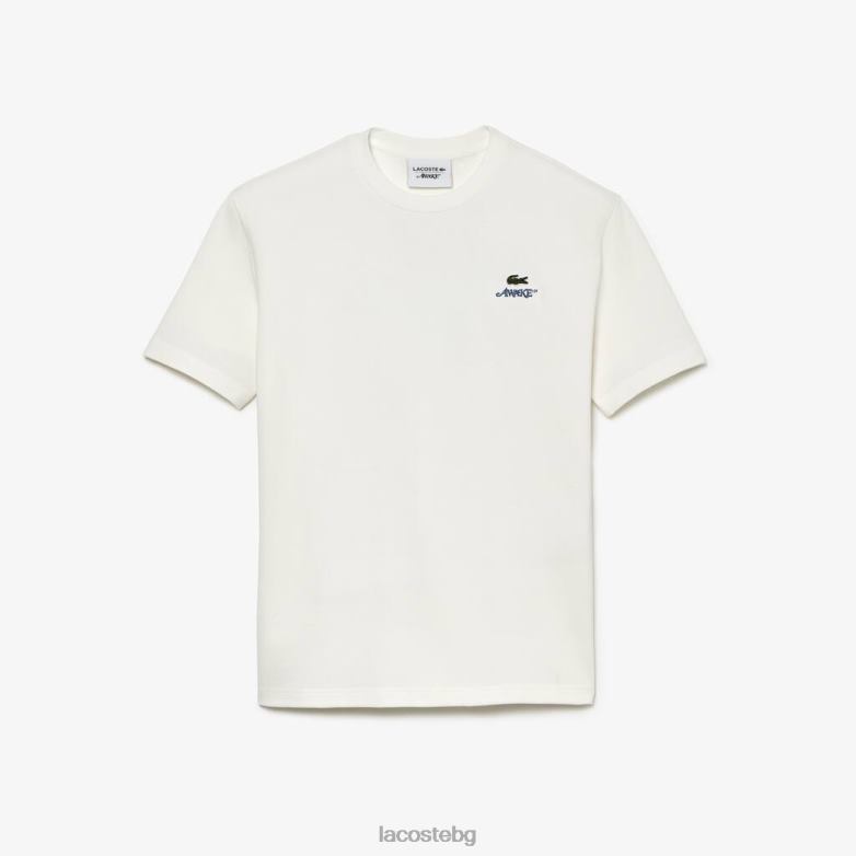 унисекс Lacoste x AWAKE бяло памучна тениска с лого на ny облекло XTV62893