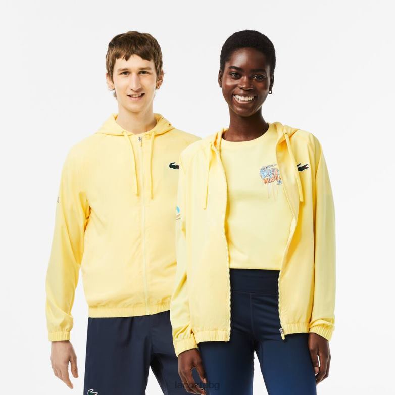 унисекс Lacoste жълто спортно яке Miami Open Edition облекло XTV62397